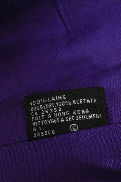 Lillie Rubin Womens Basic Wool Jacket Purple Long Sleeve Solid Hook Size 12