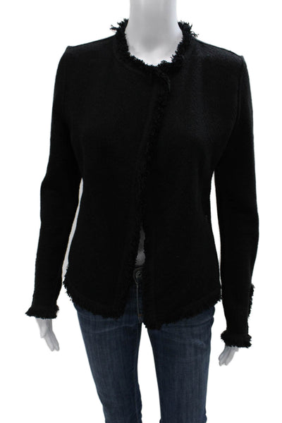 Nic + Zoe Womens Basic Jacket Black Solid Hook & Eye Long Sleeve Size S