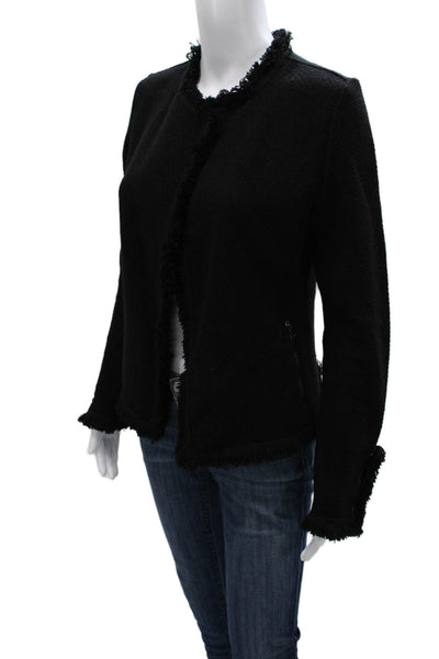 Nic + Zoe Womens Basic Jacket Black Solid Hook & Eye Long Sleeve Size S