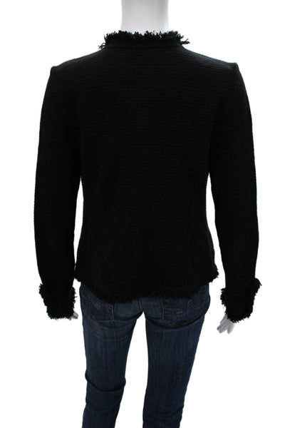 Nic + Zoe Womens Basic Jacket Black Solid Hook & Eye Long Sleeve Size S