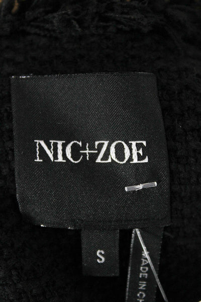 Nic + Zoe Womens Basic Jacket Black Solid Hook & Eye Long Sleeve Size S