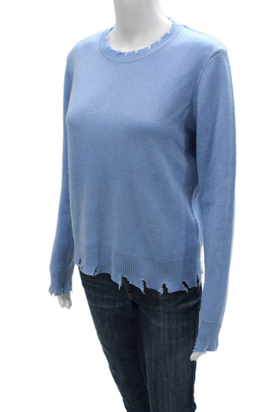 Decker Women Pullover Sweater Blue Polyester Crew Neck Long Sleeve Solid Size S