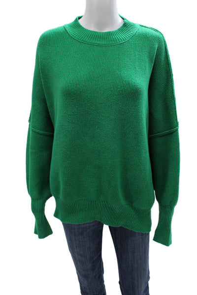Vici Womens Pullover Sweater Green Cotton Crew Neck Long Sleeve Size S