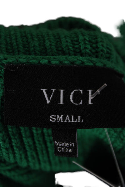 Vici Womens Pullover Sweater Green Cotton Crew Neck Long Sleeve Size S