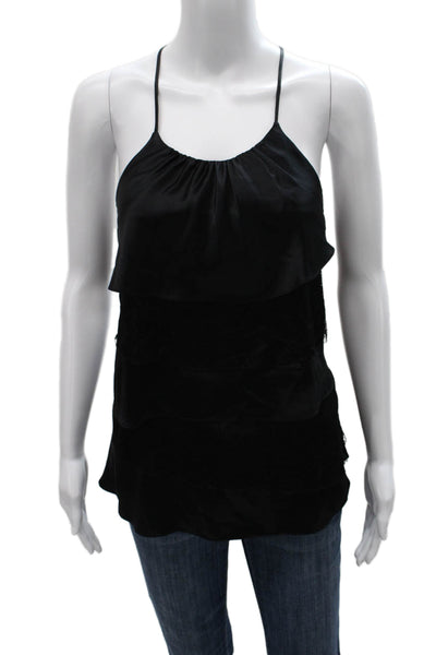 7 For All Mankind Womens Silk Halter Camisole Black Sleeveless Size S