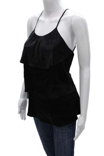 7 For All Mankind Womens Silk Halter Camisole Black Sleeveless Size S