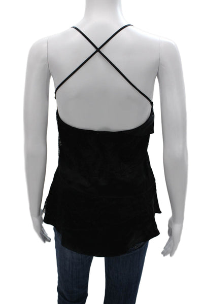 7 For All Mankind Womens Silk Halter Camisole Black Sleeveless Size S