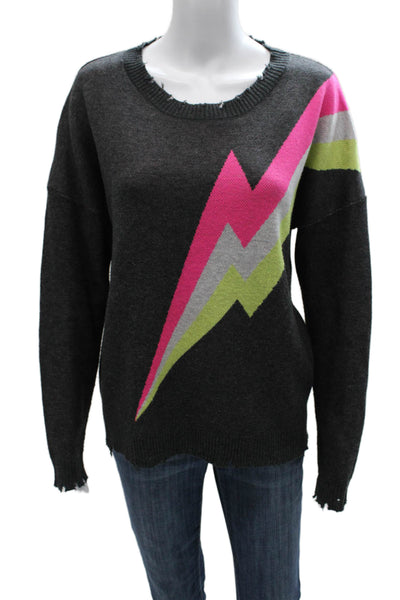 Fate. Women Pullover Sweater Multicolor Geometric Crew Neck Long Sleeve Size S