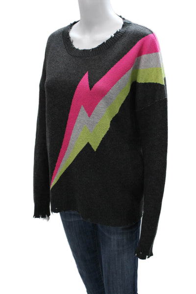 Fate. Women Pullover Sweater Multicolor Geometric Crew Neck Long Sleeve Size S