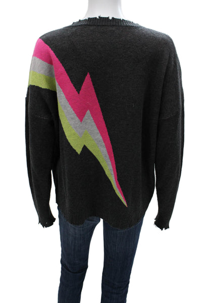 Fate. Women Pullover Sweater Multicolor Geometric Crew Neck Long Sleeve Size S