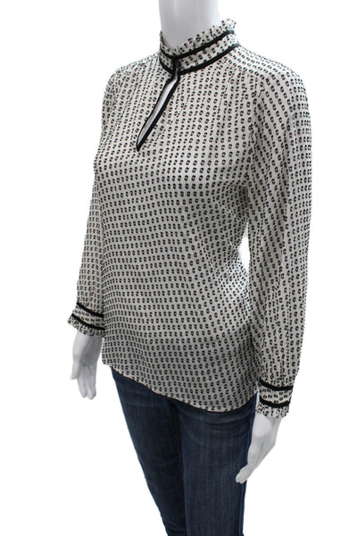 J Crew Womens Silk Animal Print High Neck Long Sleeve Basic Blouse Size 6