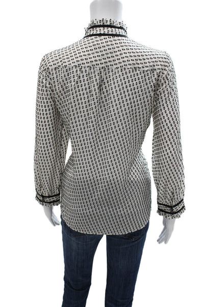J Crew Womens Silk Animal Print High Neck Long Sleeve Basic Blouse Size 6