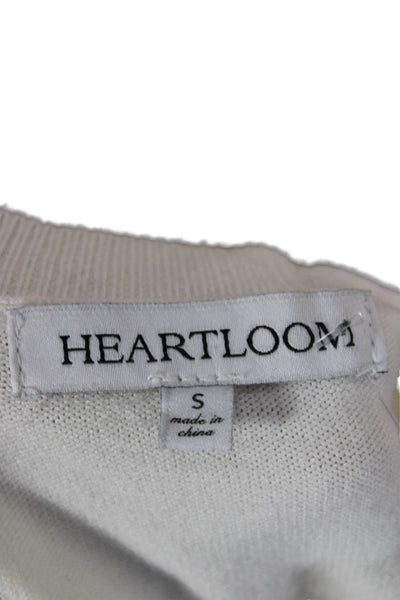 Heartloom Womens Boho Pullover Crewneck Long Sleeve White Sweater Size S
