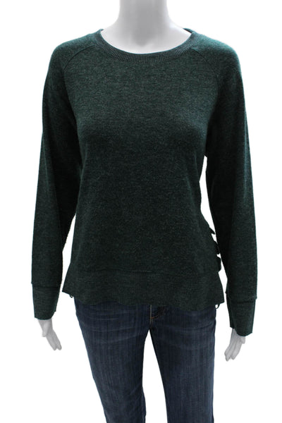Zara Women Pullover Green Wool Blend Crew Neck Long Sleeve Size M