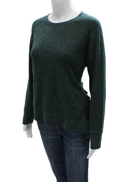 Zara Women Pullover Green Wool Blend Crew Neck Long Sleeve Size M