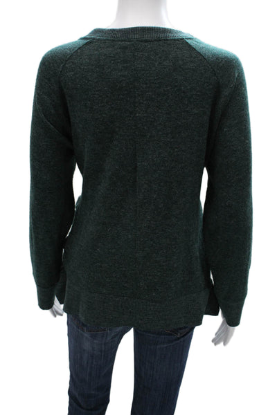 Zara Women Pullover Green Wool Blend Crew Neck Long Sleeve Size M
