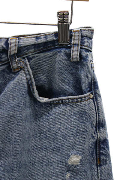 Anine Bing Womens Straight Jeans Blue Mid Rise Button Cotton Size 28