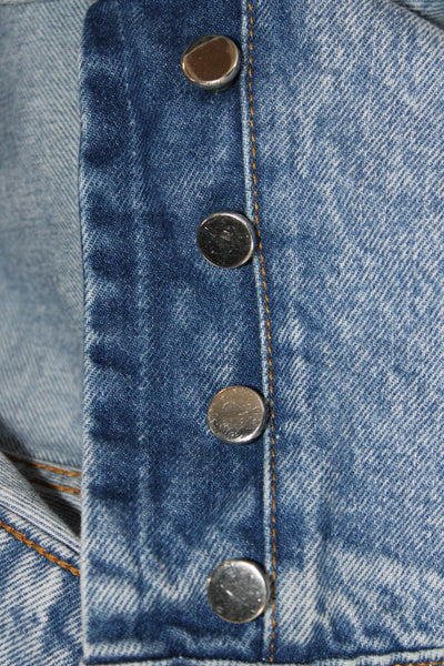 Anine Bing Womens Straight Jeans Blue Mid Rise Button Cotton Size 28