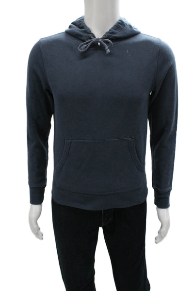 J Crew Mens Blue Cotton Pullover Hoodie Crewneck Long Sleeve Size S