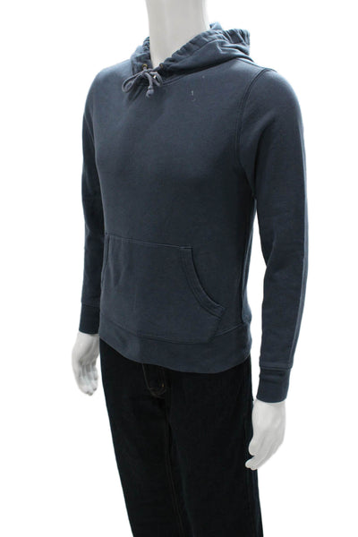 J Crew Mens Blue Cotton Pullover Hoodie Crewneck Long Sleeve Size S