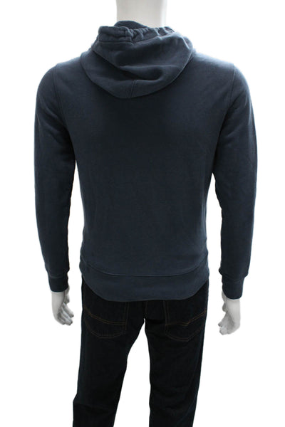 J Crew Mens Blue Cotton Pullover Hoodie Crewneck Long Sleeve Size S