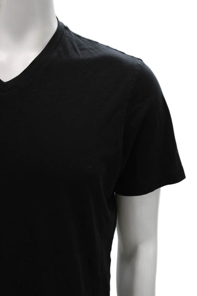 Raffi Mens Cotton V Neck Short Sleeve Black T-Shirt Size M