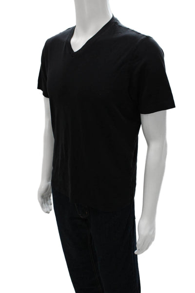 Raffi Mens Cotton V Neck Short Sleeve Black T-Shirt Size M