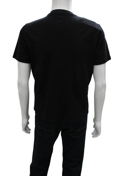 Raffi Mens Cotton V Neck Short Sleeve Black T-Shirt Size M