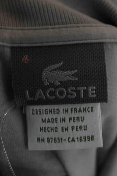 Lacoste Mens Long Sleeve Collared Knit Logo Polo Shirt Gray Cotton Size 4