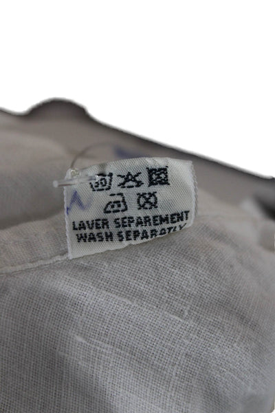 Hartford Mens Button Front Collared Linen Pocket Shirt White Size Small