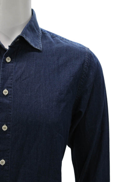 Tallia Mens Dress Shirt Blue Cotton Long Sleeve Button Up Size 15.5