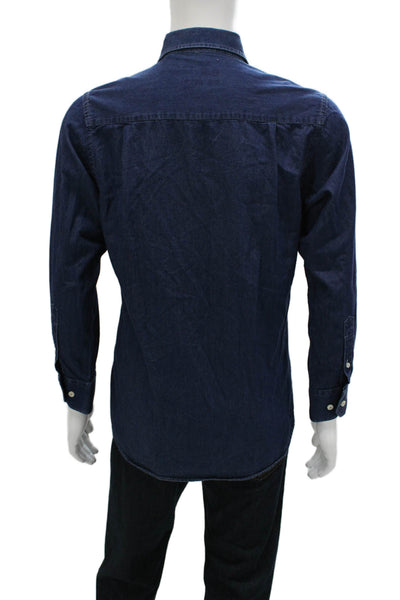Tallia Mens Dress Shirt Blue Cotton Long Sleeve Button Up Size 15.5