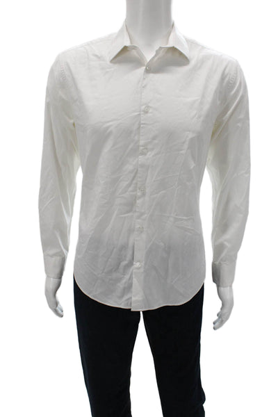 Calvin Klein Mens White Cotton Dress Shirt Button Up Long Sleeve Size M