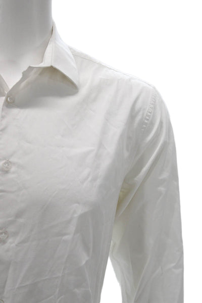 Calvin Klein Mens White Cotton Dress Shirt Button Up Long Sleeve Size M