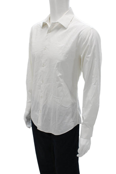 Calvin Klein Mens White Cotton Dress Shirt Button Up Long Sleeve Size M