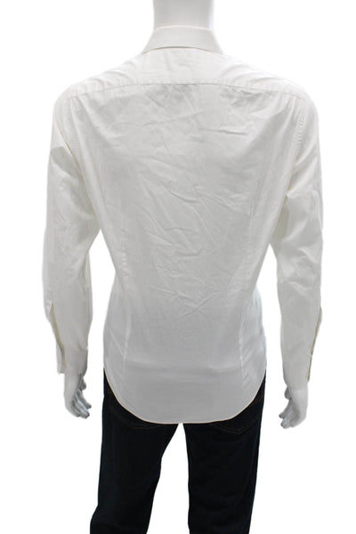 Calvin Klein Mens White Cotton Dress Shirt Button Up Long Sleeve Size M