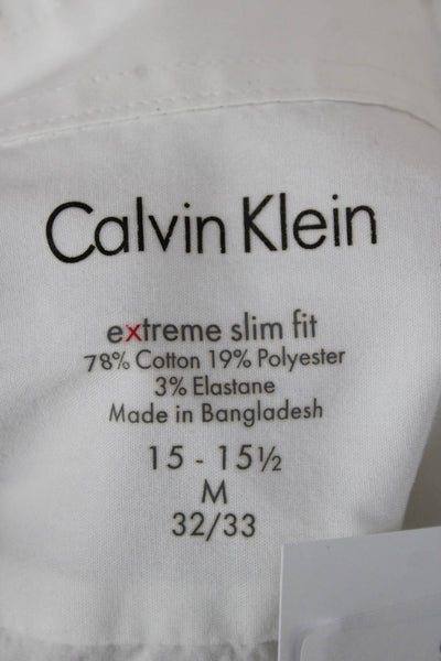 Calvin Klein Mens White Cotton Dress Shirt Button Up Long Sleeve Size M