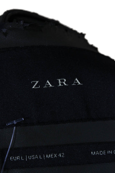 Zara Mens Bomber Jacket Green Faux Leather Zip Liner Peeling Size L