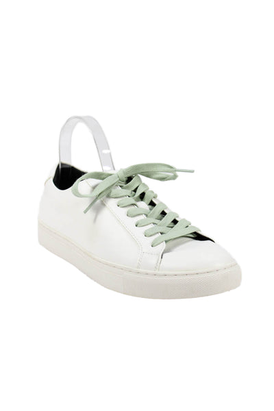 Alfani Mens Lace Up Leather Low Top Sneakers White Green Size 8.5M