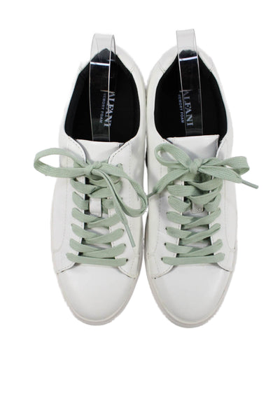 Alfani Mens Lace Up Leather Low Top Sneakers White Green Size 8.5M