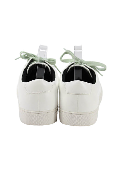 Alfani Mens Lace Up Leather Low Top Sneakers White Green Size 8.5M