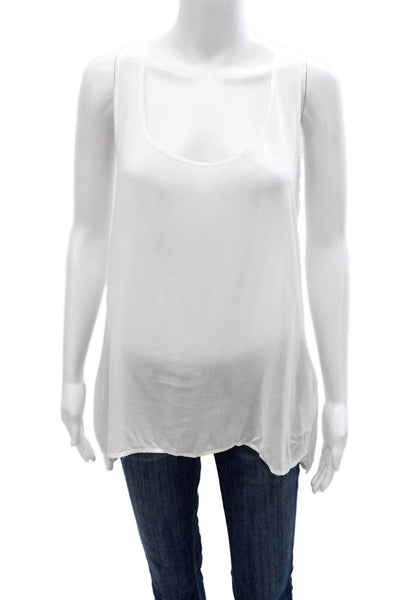 James Perse Womens White Sleeveless Scoop Neck Basic Tank Viscose Size 3