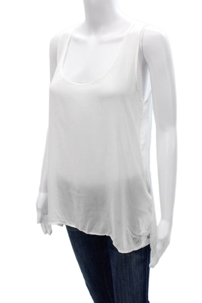 James Perse Womens White Sleeveless Scoop Neck Basic Tank Viscose Size 3