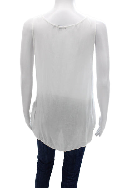 James Perse Womens White Sleeveless Scoop Neck Basic Tank Viscose Size 3