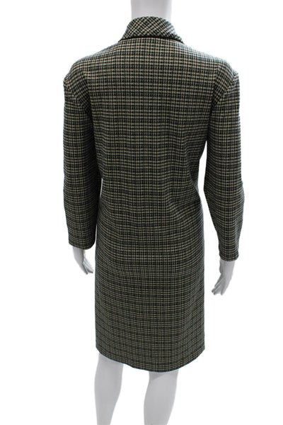 J. Mclaughlin Women Sheath Dress Houndstooth Long Sleeve Midi Zip Size L