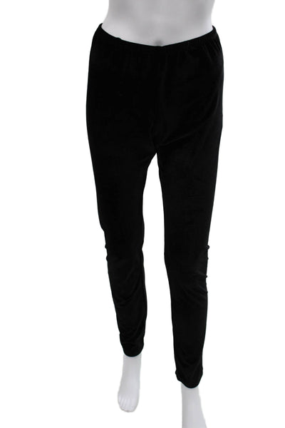 Jackie Rogers Womens Ankle Leggings Black Velvet Solid 28in Size M