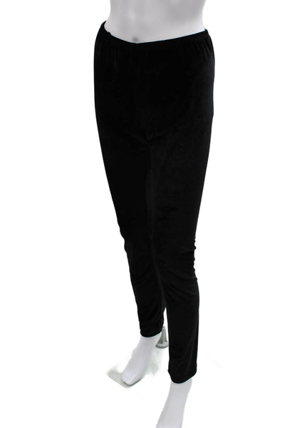 Jackie Rogers Womens Ankle Leggings Black Velvet Solid 28in Size M