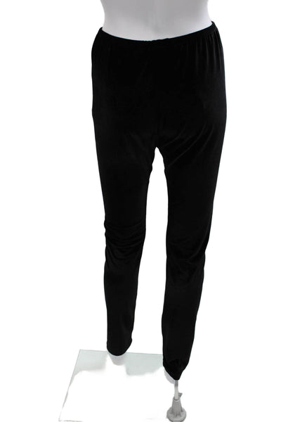 Jackie Rogers Womens Ankle Leggings Black Velvet Solid 28in Size M