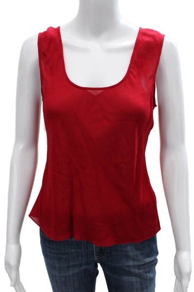 Jackie Rogers Womens Basic Silk Blend Red Scoop Neck Sleeveless Tank Size S