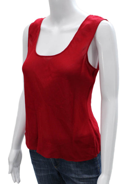 Jackie Rogers Womens Basic Silk Blend Red Scoop Neck Sleeveless Tank Size S